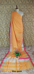 Linen plain saree SILK ZONE