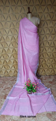 Linen plain saree SILK ZONE