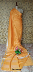 Linen plain saree SILK ZONE