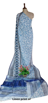 Pure Linen print saree SILK ZONE