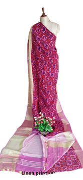 Pure linen print saree SILK ZONE