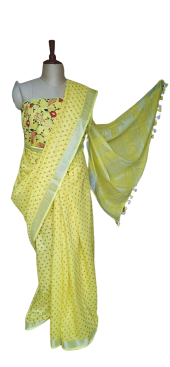 Pure linen print saree SILK ZONE