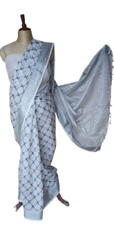 Pure linen print saree SILK ZONE