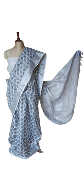 Pure linen print saree SILK ZONE