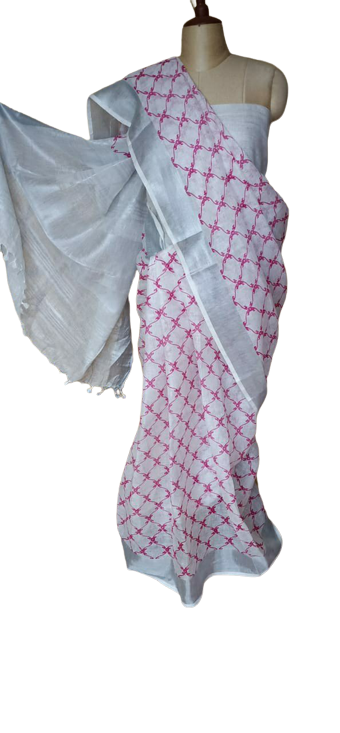 Pure linen print saree SILK ZONE