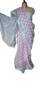 Pure linen print saree SILK ZONE