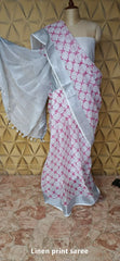 Pure linen print saree SILK ZONE