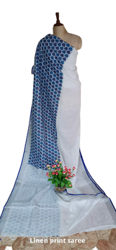 Pure linen print saree SILK ZONE