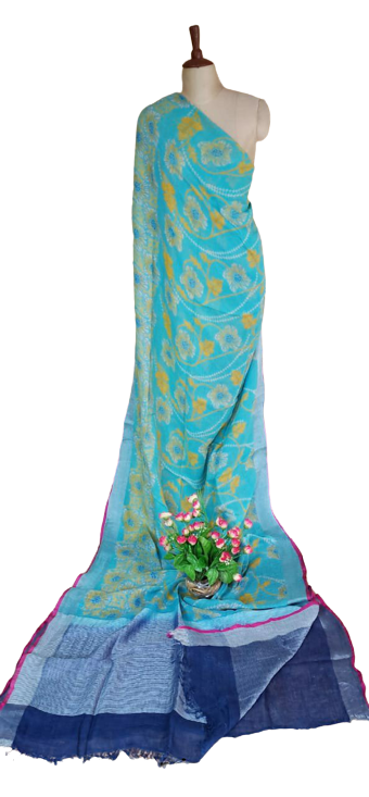 Pure linen print saree SILK ZONE