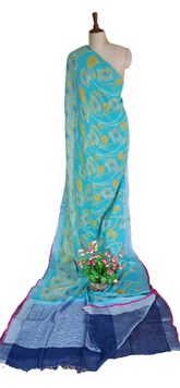 Pure linen print saree SILK ZONE