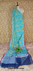 Pure linen print saree SILK ZONE