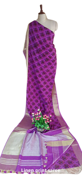 Pure linen print saree SILK ZONE