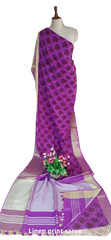 Pure linen print saree SILK ZONE