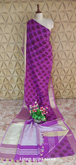 Pure linen print saree SILK ZONE