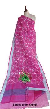 Pure linen print saree SILK ZONE