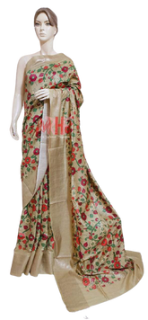 Pure Tussar Silk print saree