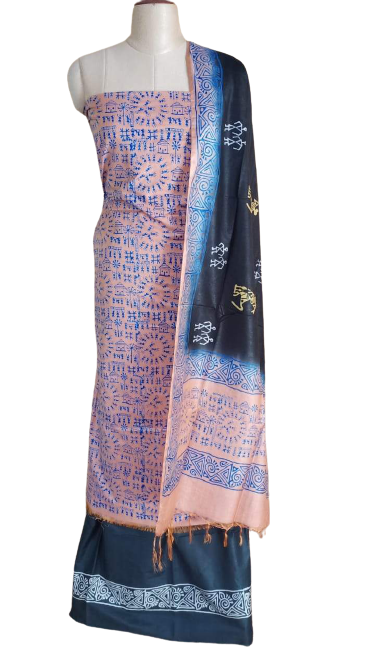 Soft silk hand print Suit SILK ZONE