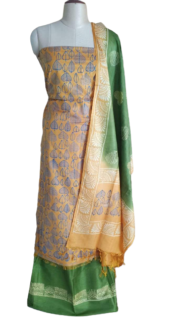 Soft Silk hand Print Suit SILK ZONE