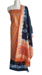 Soft silk hand print suit SILK ZONE