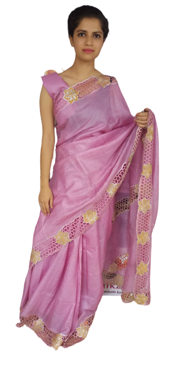 Tussar silk Hand Cotwark saree SILK ZONE