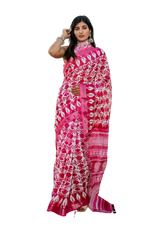 Khadi linen block print saree SILK ZONE