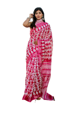 Khadi linen block print saree SILK ZONE