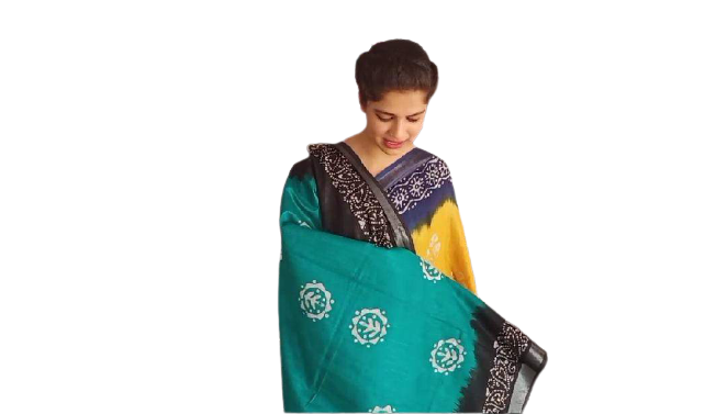 Khadi linen batik print saree SILK ZONE