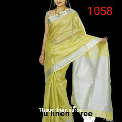 Tissue linen plain Saree SILK ZONE