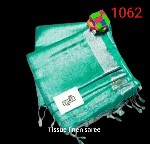 Tissue linen plain Saree SILK ZONE