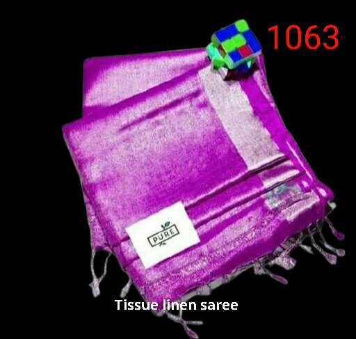 Tissue linen plain Saree SILK ZONE