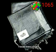 Tissue linen plain Saree SILK ZONE