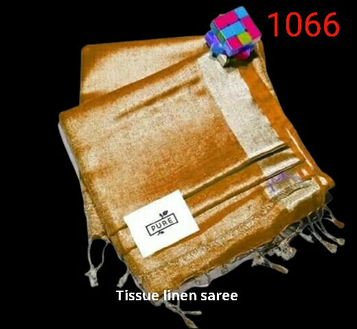 Tissue linen plain Saree SILK ZONE