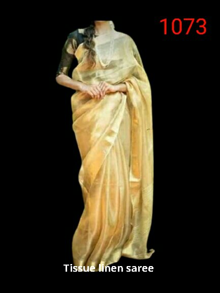 Tissue linen plain Saree SILK ZONE