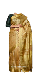 Tissue linen plain Saree SILK ZONE