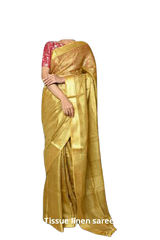 Tissue linen plain Saree SILK ZONE