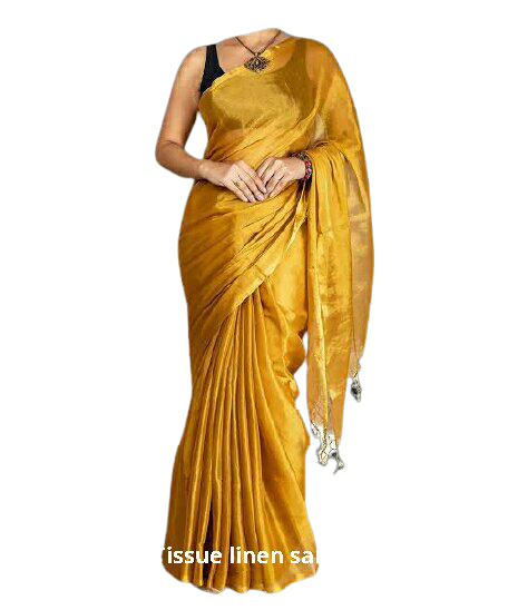 Tissue linen plain Saree SILK ZONE
