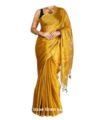 Tissue linen plain Saree SILK ZONE