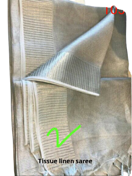 Tissue linen plain Saree SILK ZONE