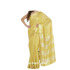 Tissue linen plain Saree SILK ZONE