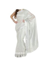 Tissue linen plain Saree SILK ZONE