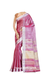 Tissue linen plain Saree SILK ZONE