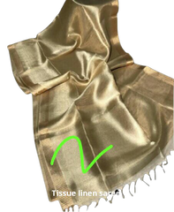 Tissue linen plain Saree SILK ZONE