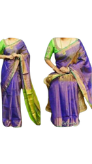 Tissue linen plain Saree SILK ZONE