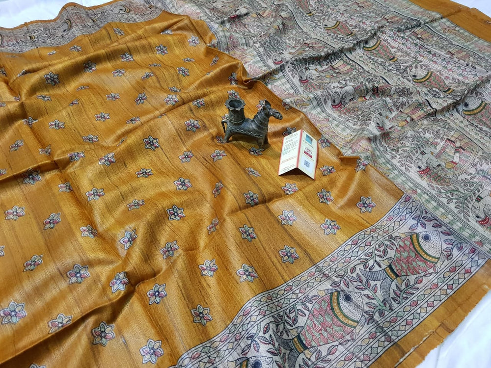 TUSSAR SILK PRINT SAREE
