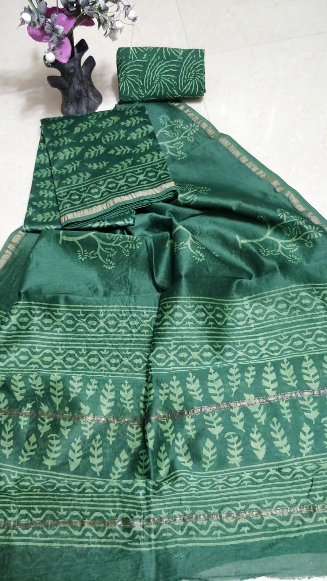 Pure chanderi silk suit SILK ZONE