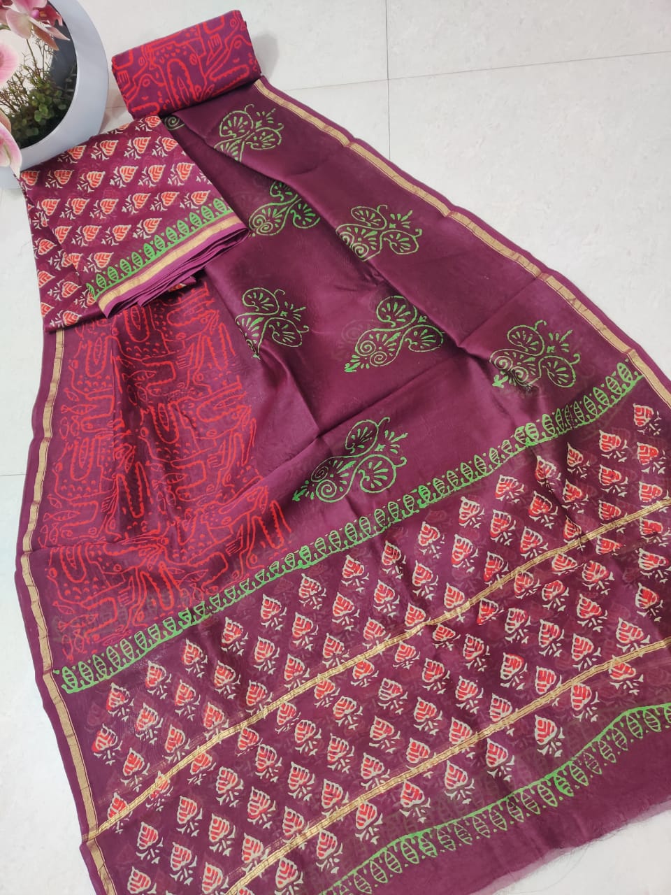 Pure chanderi silk suit SILK ZONE