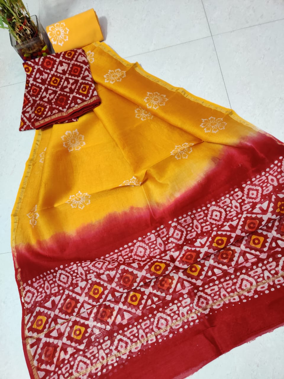 Pure chanderi silk suit SILK ZONE