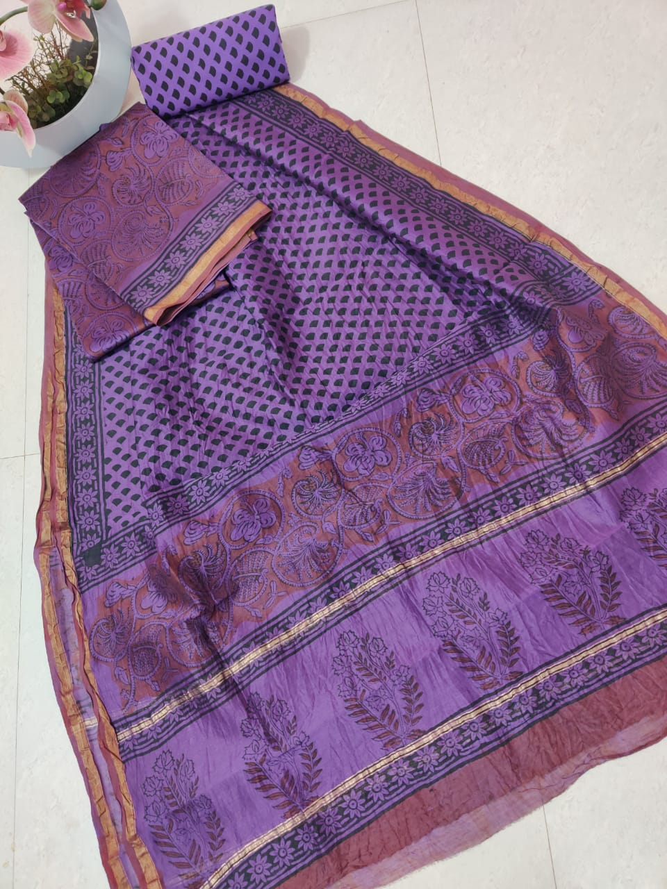 Pure chanderi silk suit SILK ZONE
