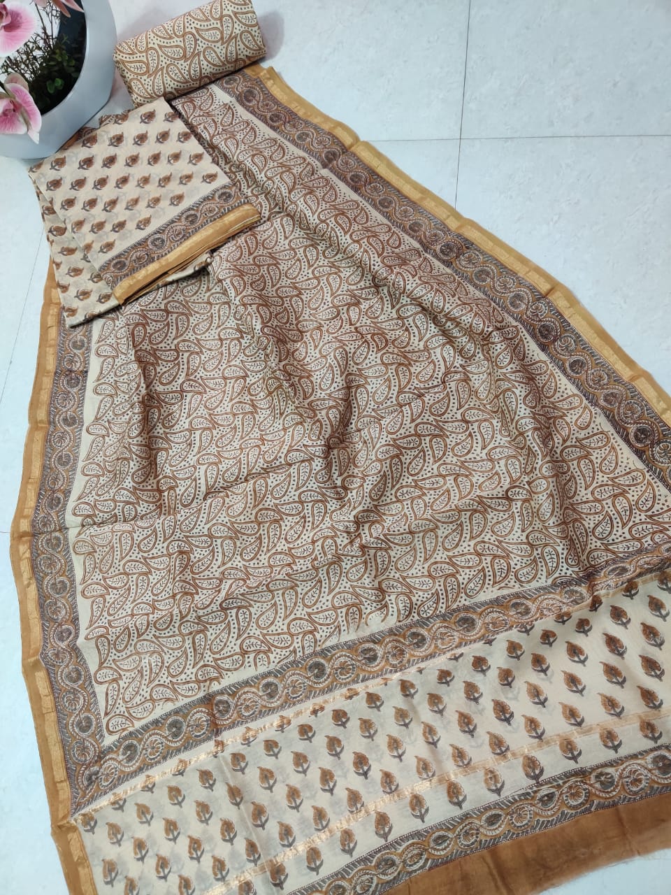 Pure chanderi silk suit SILK ZONE