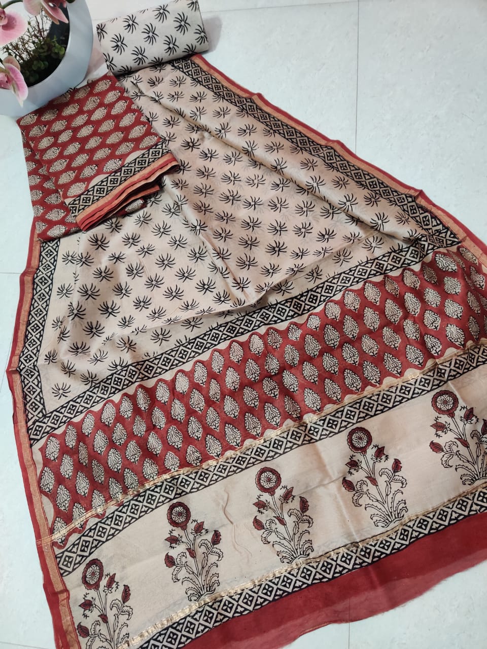 Pure chanderi silk suit SILK ZONE